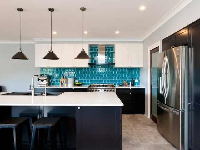 Caesarstone White Shimmer stone benchtop in new kitchen renovation at Frenchs Forest, Sydney